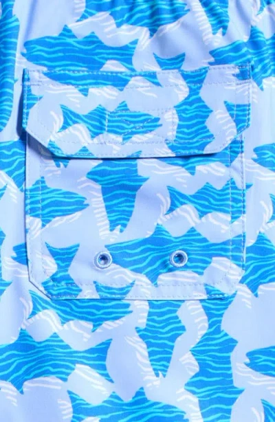 Vineyard Vines Kids' Chappy Beach Print Swim Trunks In Blue