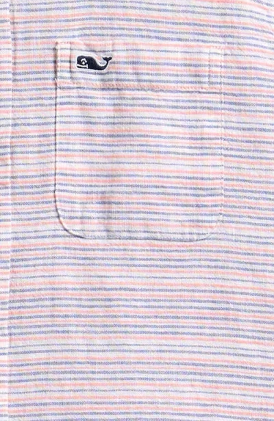 Vineyard Vines Kids' Stripe Linen & Cotton Button-up Shirt In Neutral