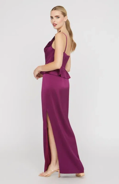 Kay Unger Kiara One-shoulder Gown In Purple