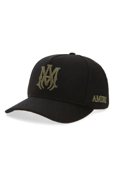 Amiri Men Black Baseball Cap With Logo On Front And Side In Cotton Man In Black