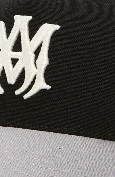 Amiri Ma Outline Embroidered Canvas Trucker Hat In Black