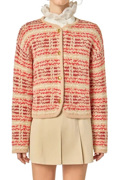 English Factory Textured Stripe Wool Blend Jacket In Multi