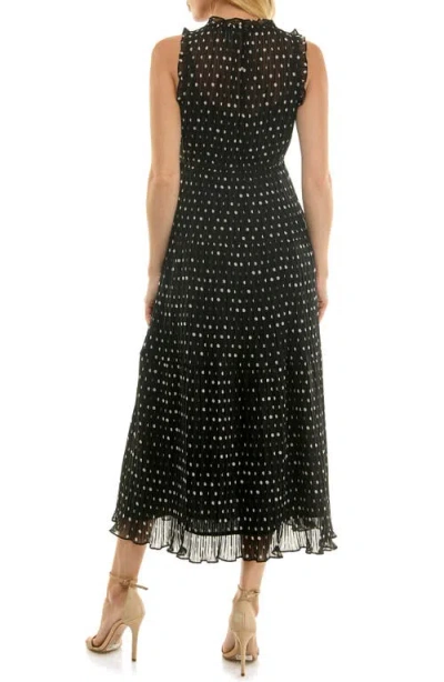 Socialite Polka Dot Sleeveless Pleated Chiffon Dress In Multi