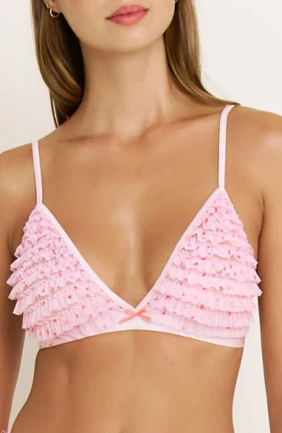 Honeydew Rumba Ruffle Triangle Bralette In Pink