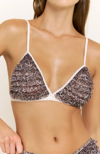 Honeydew Rumba Ruffle Triangle Bralette In Animal Print