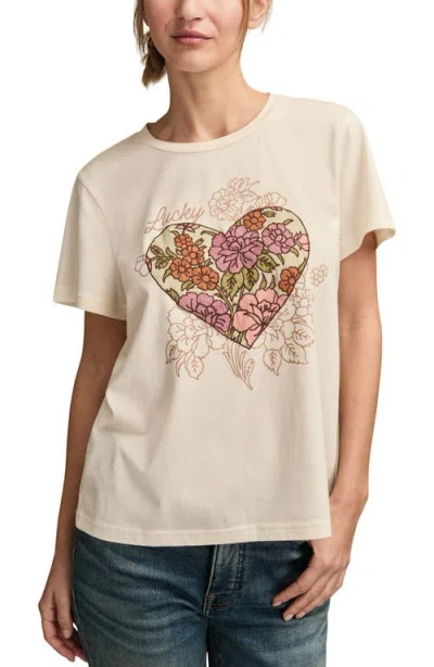 Lucky Brand Classic Embroidered Floral Heart Cotton T-shirt In Neutral
