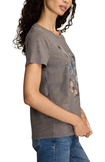 Lucky Brand Classic Floral Butterfly T-shirt In Gray