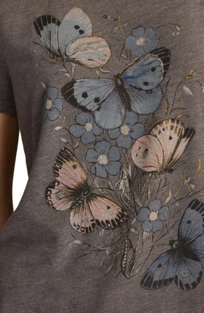 Lucky Brand Classic Floral Butterfly T-shirt In Gray