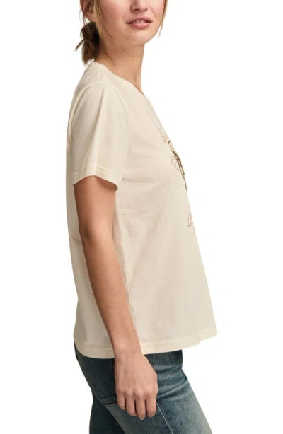 Lucky Brand Classic Embroidered Floral Heart Cotton T-shirt In Neutral