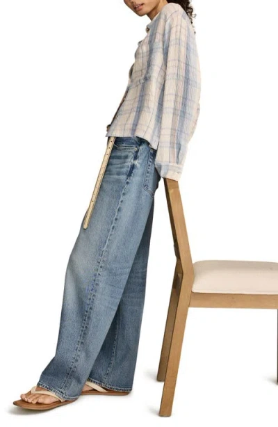 Lucky Brand Plaid Crop Button-up Shirt In Animal Print