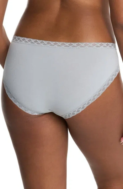Natori Bliss Lace-trim Cotton French-cut Brief Underwear 152058 In Gray