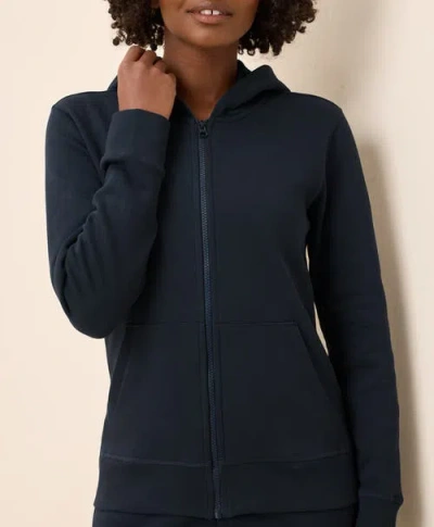 Pact Organic Cotton Brushed Fleece Zip Hoodie In Blue