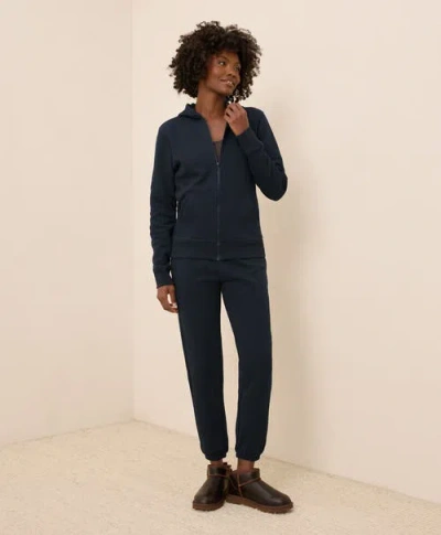 Pact Organic Cotton Brushed Fleece Zip Hoodie In Blue