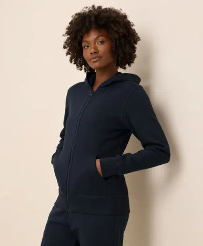 Pact Organic Cotton Brushed Fleece Zip Hoodie In Blue