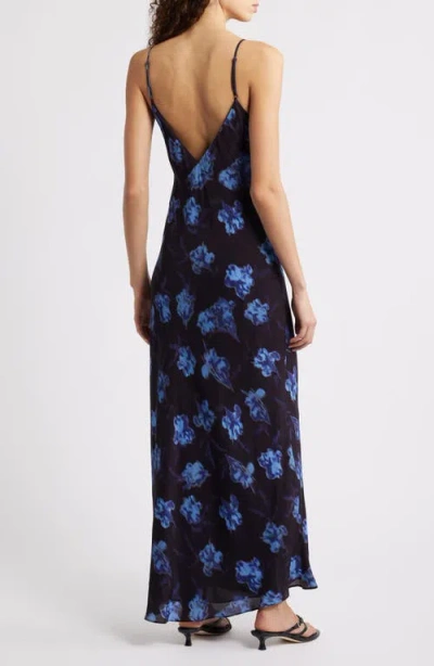 Rag & Bone Larissa Floral Print Sleeveless Maxi Dress In Blue