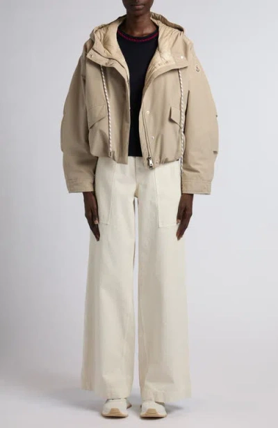 Moncler Eucalyptus Hooded Down Jacket In Neutral