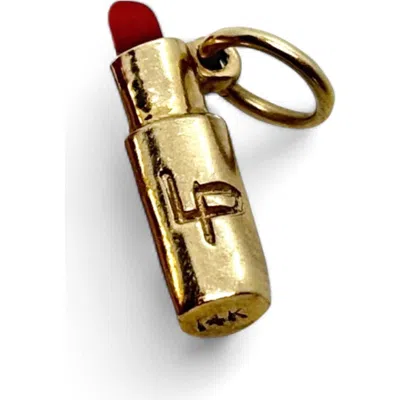 Leslie Paige Small Lipstick Charm In Gold