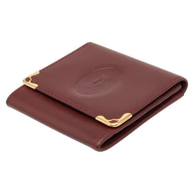 Pre-owned Cartier Wine Red Leather Coin Purse/coin Case () In Burgundy