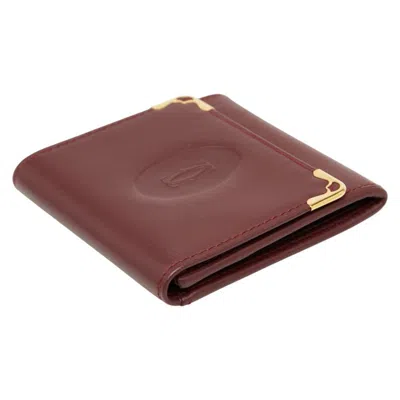 Pre-owned Cartier Wine Red Leather Coin Purse/coin Case () In Burgundy