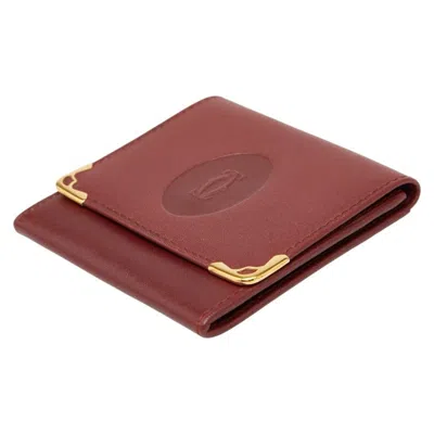 Pre-owned Cartier Wine Red Leather Coin Purse/coin Case () In Burgundy