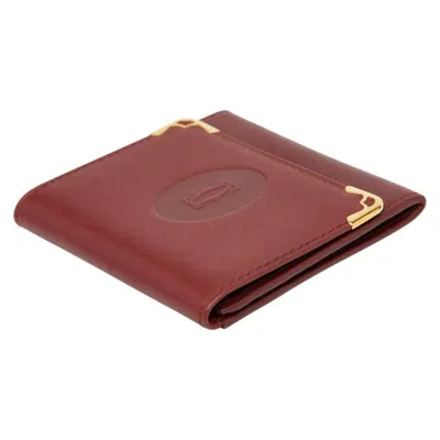 Pre-owned Cartier Wine Red Leather Coin Purse/coin Case () In Burgundy
