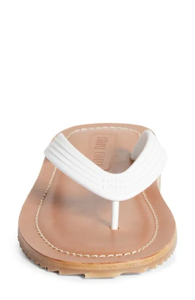 Miu Miu Logo Rubber Thong Sandals Notched Sole In White