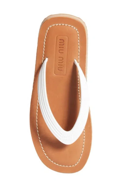 Miu Miu Logo Rubber Thong Sandals Notched Sole In White