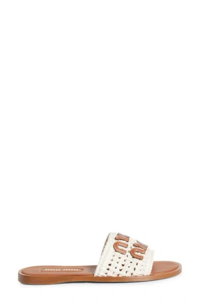 Miu Miu Crochet Slide Sandal In Animal Print