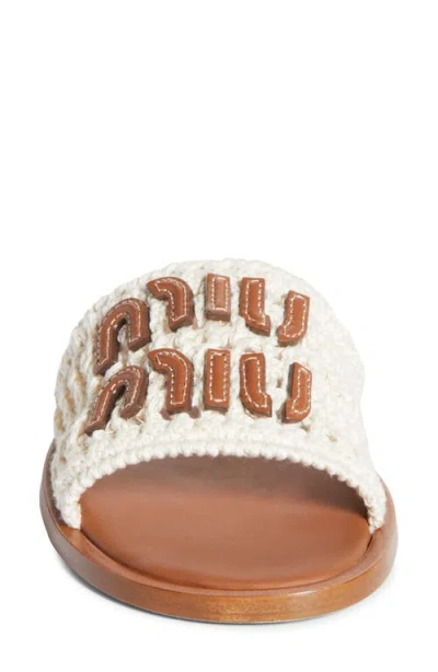 Miu Miu Crochet Slide Sandal In Animal Print