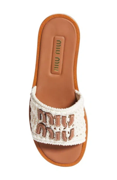 Miu Miu Crochet Slide Sandal In Animal Print