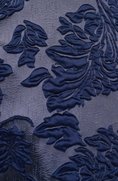 Aidan Mattox Floral Jacquard Off The Shoulder Gown In Blue
