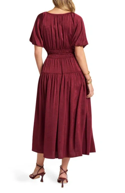Matty M . Belle Puff Sleeve Dress In Burgundy