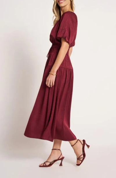 Matty M . Belle Puff Sleeve Dress In Burgundy