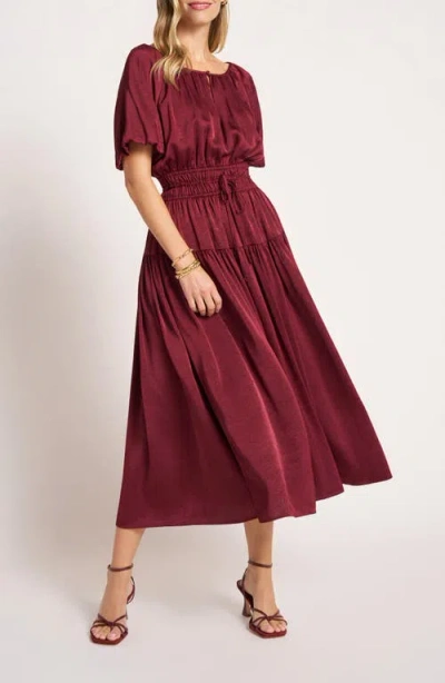 Matty M . Belle Puff Sleeve Dress In Burgundy