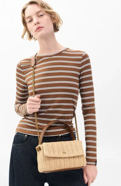 Rag & Bone Small Chelsea Straw Flap Crossbody Bag In Nude