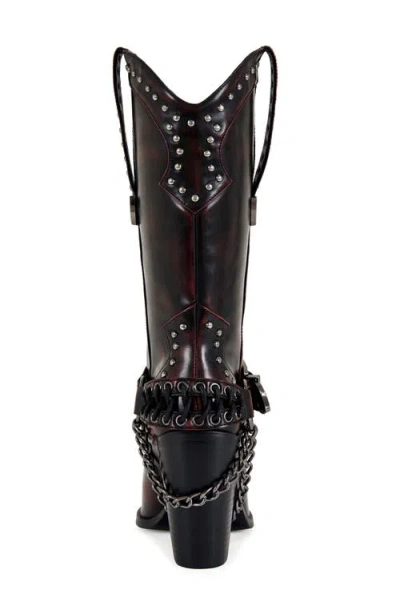 Azalea Wang Osborn Studded Western Mid Calf Boot In Multi