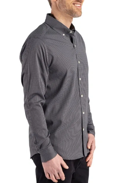 Cutter & Buck Skyline Epic Confidence Check Stretch Button-down Shirt In Black