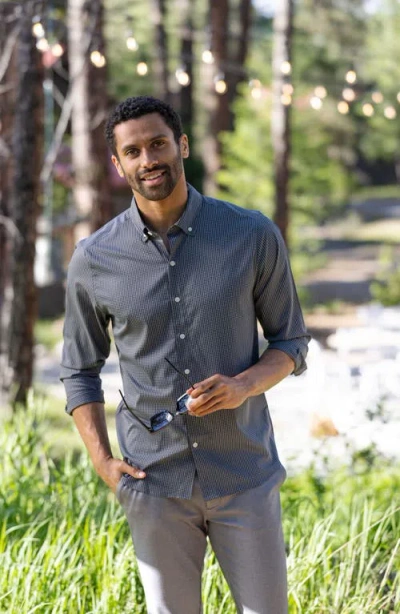 Cutter & Buck Skyline Epic Confidence Check Stretch Button-down Shirt In Black