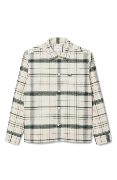 Lacoste Plaid Flannel Button-up Overshirt In Pattern