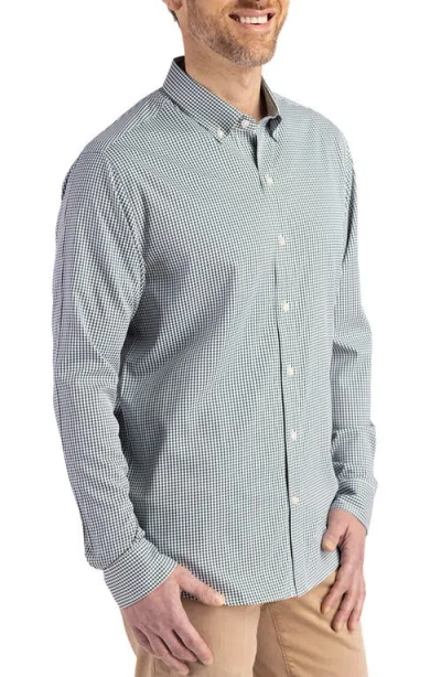 Cutter & Buck Skyline Epic Confidence Check Stretch Button-down Shirt In Gray