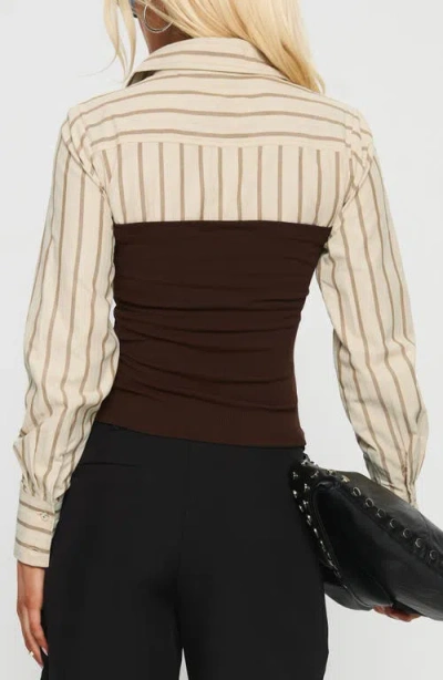 Princess Polly Dawnette Stripe Layered Shirt In Brown