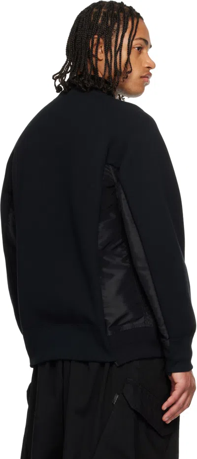 Sacai Black Sponge Sweat & Nylon Twill Sweatshirt In Brown