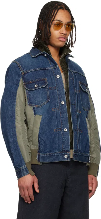 Sacai Patchwork Denim Jacket In Multi