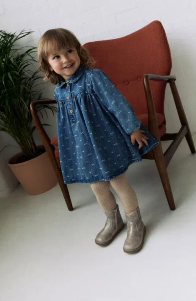 Next Kids' Bow Long Sleeve Denim Dress In Multi