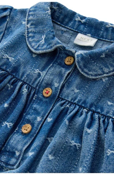 Next Kids' Bow Long Sleeve Denim Dress In Multi