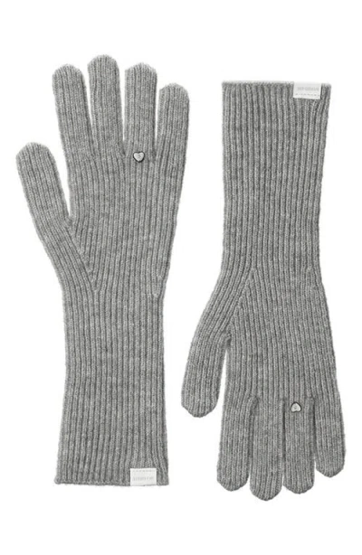 Stand Oil Heart Stud Knit Gloves In Gray