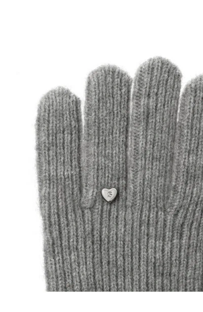 Stand Oil Heart Stud Knit Gloves In Gray