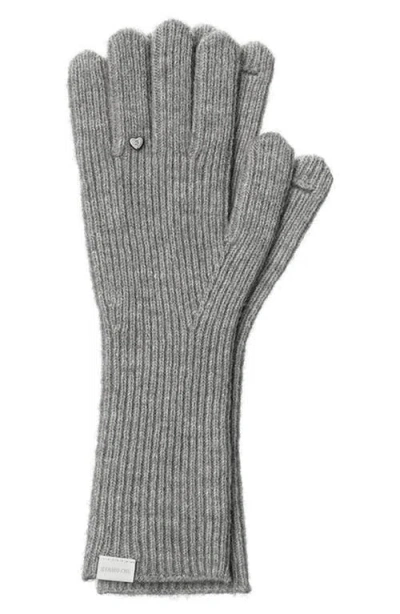 Stand Oil Heart Stud Knit Gloves In Gray