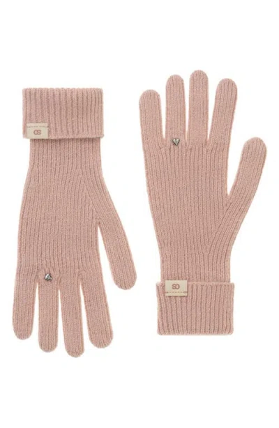 Stand Oil Heart Stud Knit Gloves In Neutral