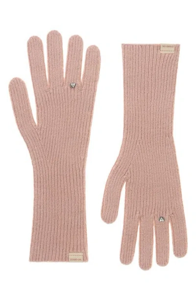 Stand Oil Heart Stud Knit Gloves In Neutral
